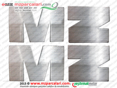 MZ 125, 150, 250, 251, 301, 500 etiket Metal M ve Z Harf Seti