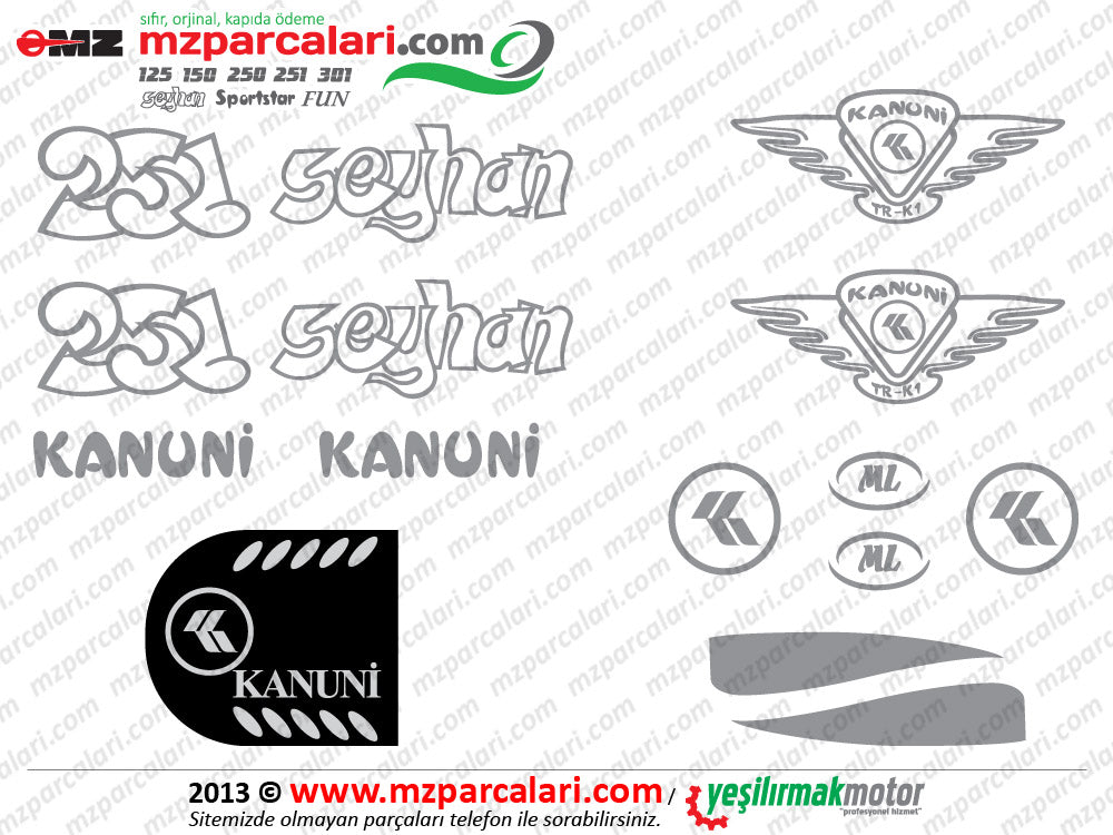 MZ Seyhan 251, 301 Etiket Takımı