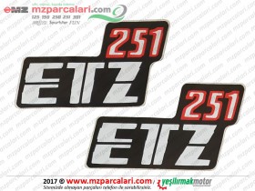 MZ 251 Etiket, Eski Model Yan Kapak ETZ 251 Yazısı Takımı